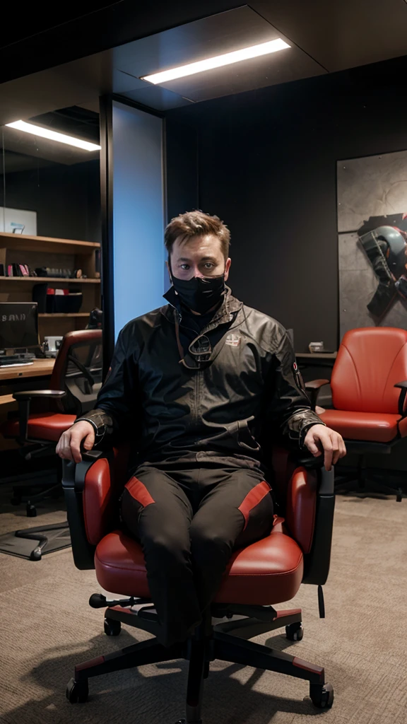 Generate an Elon musk sitting on gaming chair and play mortal kombat 