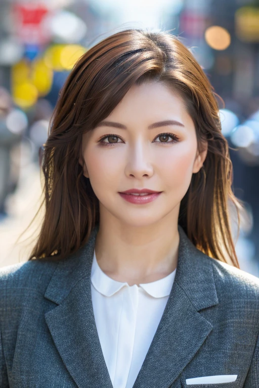 ((best quality, 8K, masterpiece: 1.3)), sharp focus: 1.2, Beautiful Women in Perfect Shape: 1.4,Administrative Service ), In Street View, Highly detailed face and skin textures, beautiful eyes, (Lips), Dark brown hair