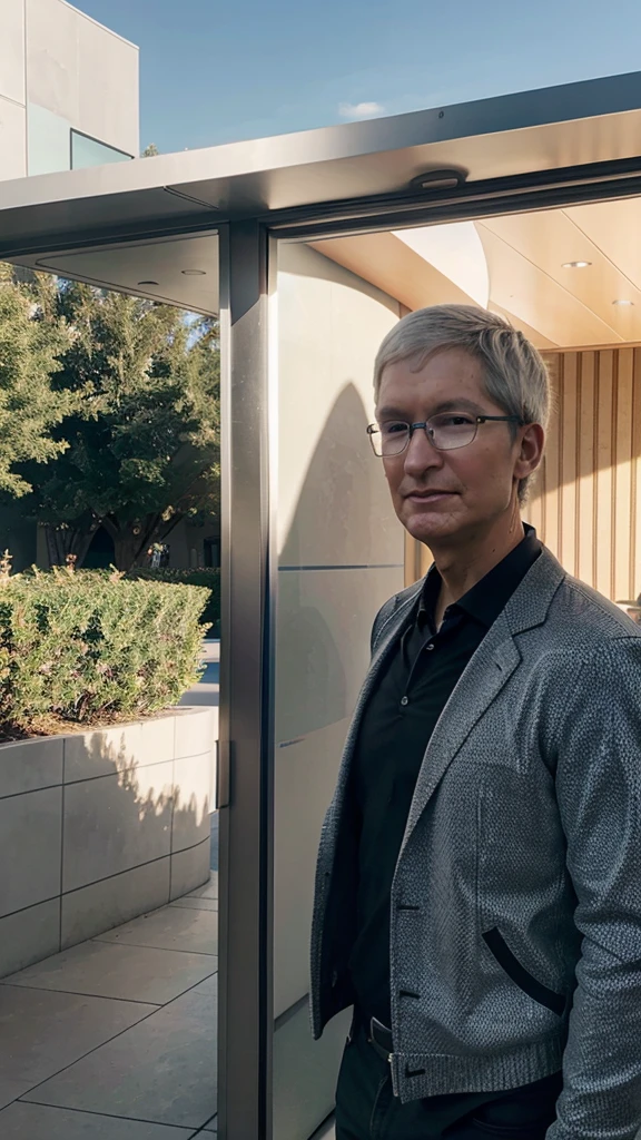 Generate an tim cook presented tha Apple Intelligence in the apple park 