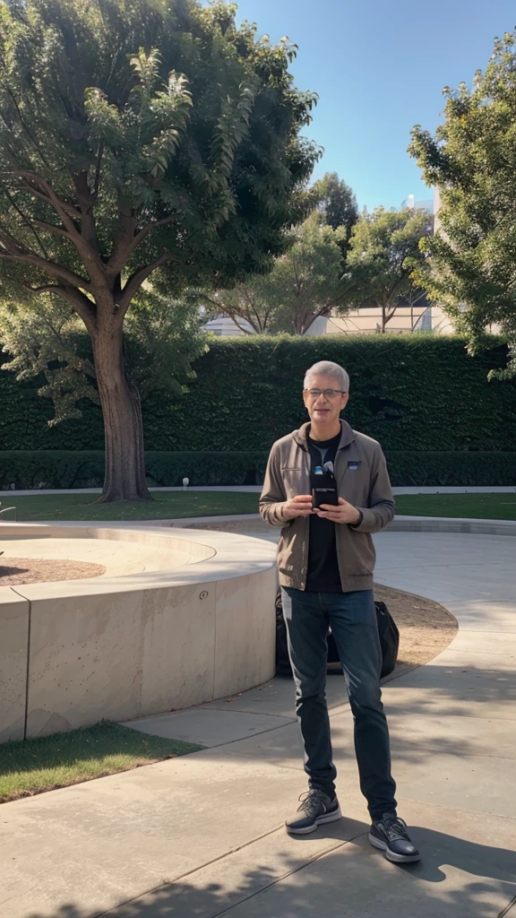 Generate an tim cook presented tha Apple Intelligence in the apple park 