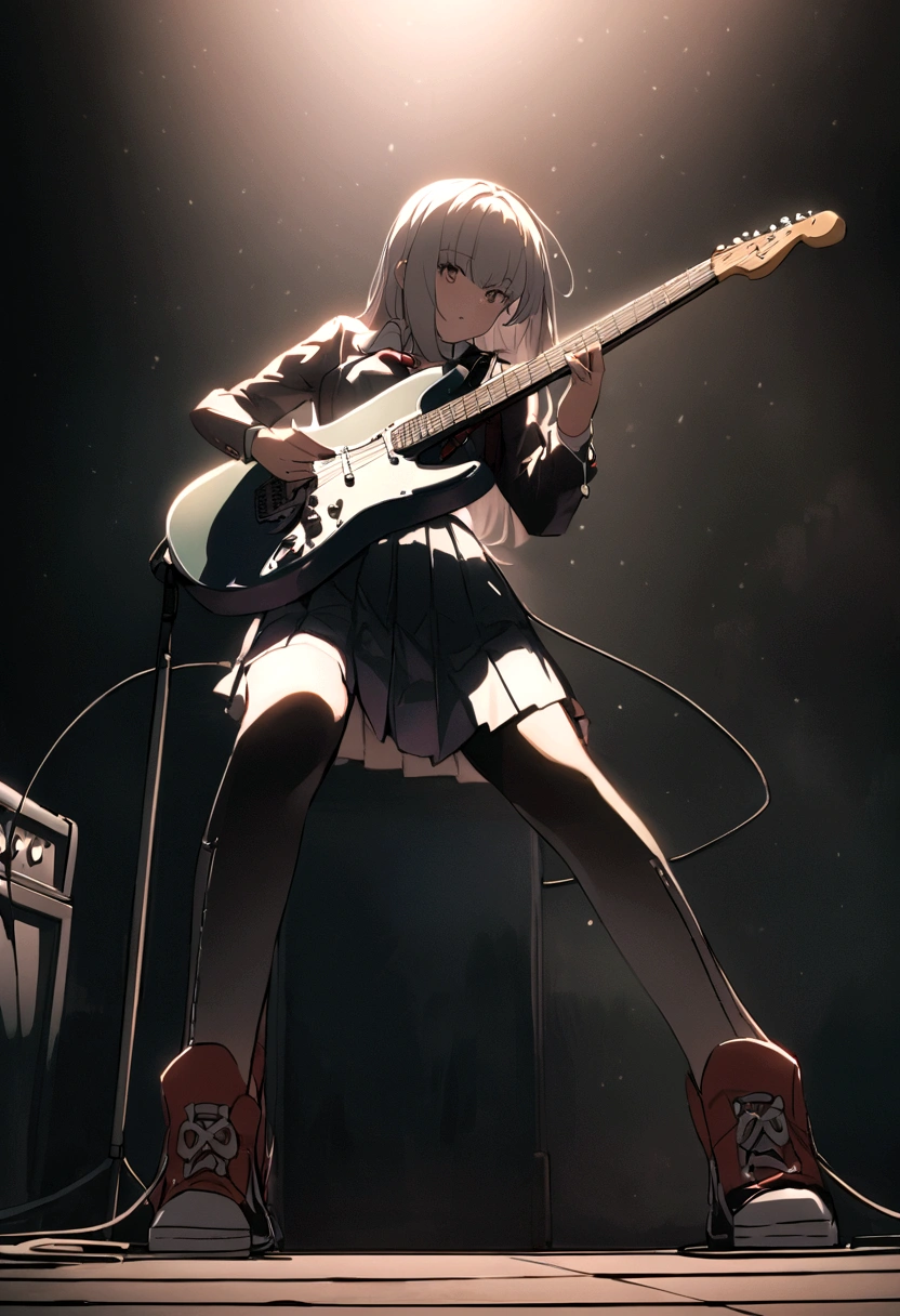 Kyoto Animation、6 strings、There are six pegs、high school girl、Electric guitar、Fender Stratocaster、Big Stage、front