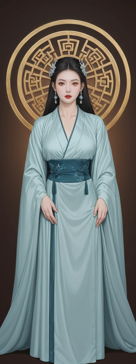 score_9, score_8_up, score_7_up, BREAK,
A mature female figure is depicted with a perfect physique. Her white hair and red eyes give her a striking and otherworldly appearance, reminiscent of a Chinese deity. She gazes directly at the viewer, her posture confident and her pose alluring, exuding a sense of confidence and grace.
Her face is clean and beautiful, with a pure expression and pale skin. Her absurdly long hair cascades down her back, adding to her ethereal beauty. Her narrow waist accentuates her hourglass figure, and her attire includes an extremely detailed 8K Chinese long embroidery silk robe and silk long clothes, each piece rich in detail and intricacy.
This artwork is a perfect blend of beauty, grace, and cultural richness, showcasing the artist's skill in creating a visually stunning and captivating character.

