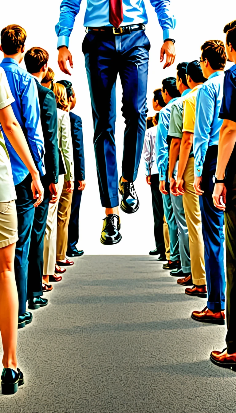 Illustrate a person confidently stepping forward from a crowd, symbolizing taking initiative and control over their actions