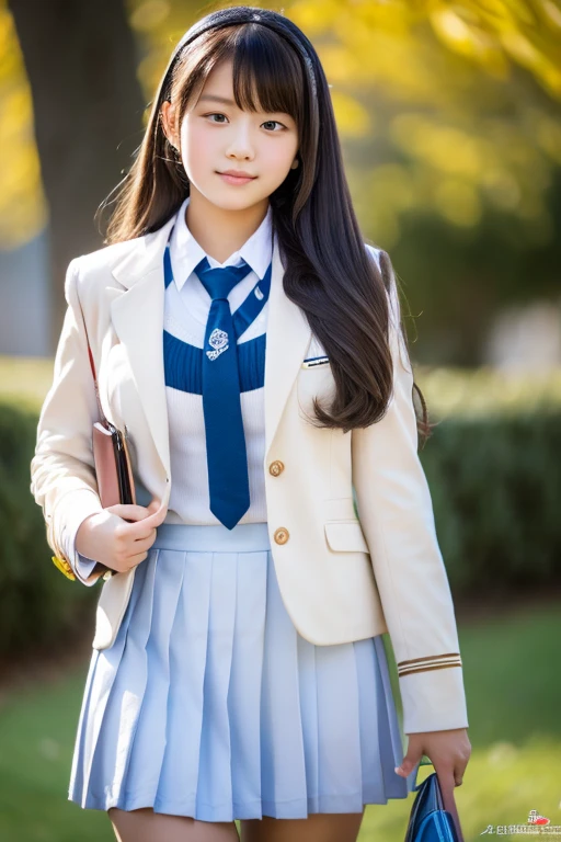 Highest Resolution, 4K, masterpiece, high school girl,uniform, Women's photos, ((Beautiful posture))、Big eyes, Cleavage、Thighs, , (whole body),((Braiding)) Highest quality, Familiar, beauty, Adorable、Big eyes、Droopy eyes