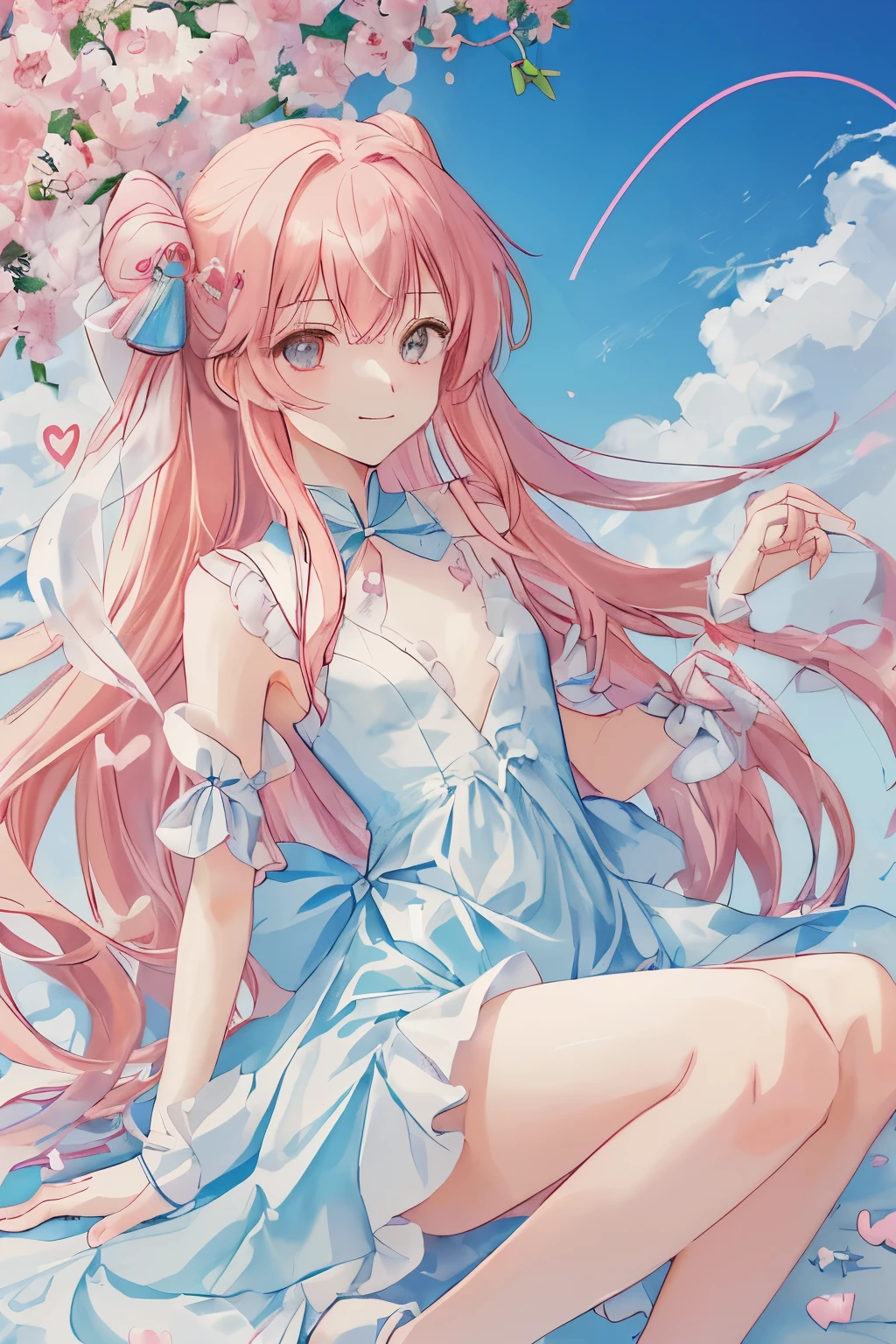 1_girl, (anime, kawai:2), (masterpeice, best_quality, simple, cute, dreamy, vibrant, clean:1.5), (cute, cute_smile, young:1.8), (delicate, beautiful, thin:1.5), (girlfriend, angel:1.6), (green_eyes, simple_eyes:1.5) (long_hair, blond_hair, wearing_pink_dress, pink_angel_wings, sexy_gloves:1.5), extremely_delicate, (love_magic:1.5), (age_size_fits_body), (small_thighs:1.3), (breasts), (eye_level:1.3), (heart_magic, love:1.5), 