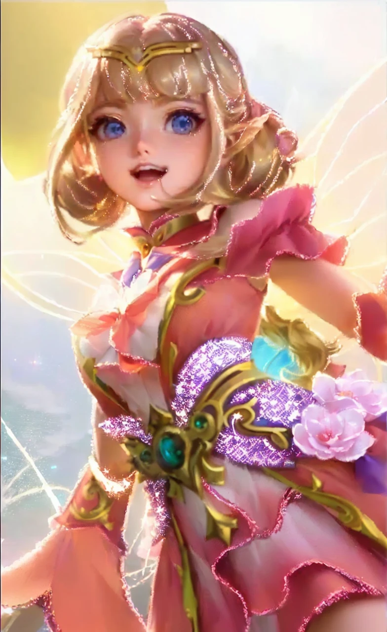 anime girl with hazel eyes and yellow hairs flowing in the air, wearing sailor suit, looking up to air, sailor venus, sailormoon anime, masterpiece, best quality, (extremely detailed CG unity 8k wallpaper), (best quality), (best illustration), (best shadow), absurdres, realistic lighting, (Abyss), beautiful detailed glow, art by PeterMohrBacher,