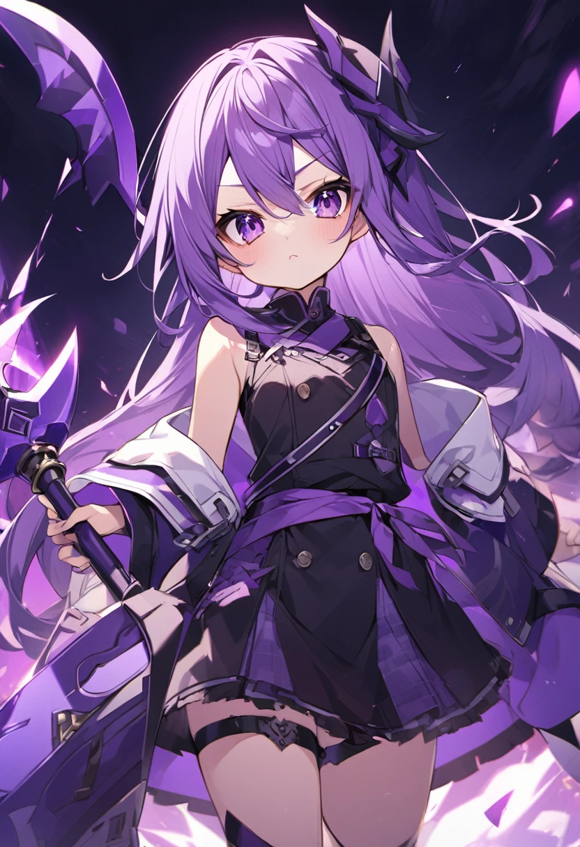 Keito。Purple Eyes。Purple Hair。Purple big axe。