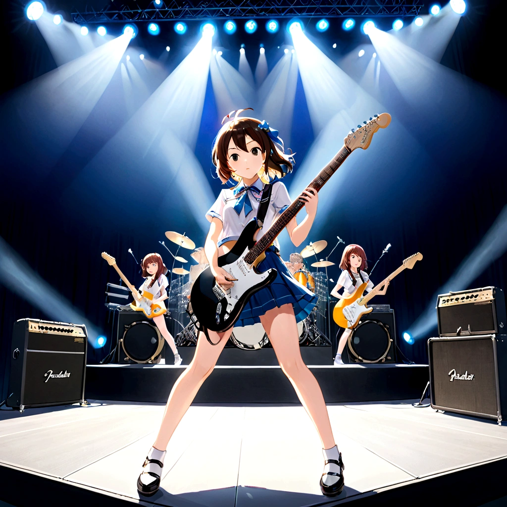 Kyoto Animation、6 strings、There are six pegs、high school girl、Electric guitar、Fender Stratocaster、Big Stage、front