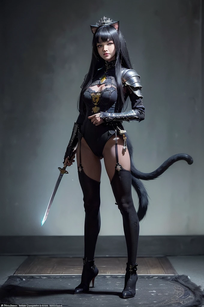 (Numerous award-winning masterpieces, Incredible detail, Texture and maximum detail), (hyper Realistic:1.4), (Black cat:0.4), (Three-haired cat: 1.5), (Cat royalty:1.4), ( A real cat standing on its hind legs: 1.6), (Realistic:1.3), (Highest quality Realistic texture fur), (Upper body close-up:0.4), (Full body standing cat image:1.8), (In detail, Perfect round cat eyes), (Glow in the dark eyes:1.5), (Graceful and beautiful cat face: 1.6), ((The medieval world)), (Noble Cat King:1.4), (A real cat walking on two legs: 1.8), (Royal Palace Noble Room、A beautiful gemstone ball at your feet:1.8), (Intricately decorated full body armor), (There are countless scratches on the armor, but、thatは繊細に装飾されています: 1.5), (Crown on head: 1.5), (Real cat full body portrait:1.8), ((look up)), ((Look down)), (Emits a monster-like light、Hold the hilt of an exquisitely decorated black longsword:1.7), (Dramatic Pose), Black Web Robe, Spider on Armor, (Strong cat king fighting enemies), (敵と戦うNoble Cat King), Fantasy, ((Dramatic Photos)), ((Dynamic Photography)), (Full body image), Very detailed, ultra-Realistic, Intricate details, Painting (artwork), ((masterpiece,Highest quality)), ((Cinematic light)), hyper Realistic, that&#39;terrible, dark Fantasy , Armor with great attention to detail, Detailed helmet, epic Realistic, Faded, ((Neutral Color)), art, (High resolution:1.5), (Calm colors:1.2), Very detailedな, (art station:1.5), Cinematic, Warm Light, Light effects, Dramatic Light, (Intricate details:1.1), Complex background, (Greg Rutkowski:0.8), (blue green and orange:0.4), Old Remains overgrown with plants, Remains, Crumbling Ruins, Twilight, sunset, evening, battlefield, Bioluminescence, (Cat punch),