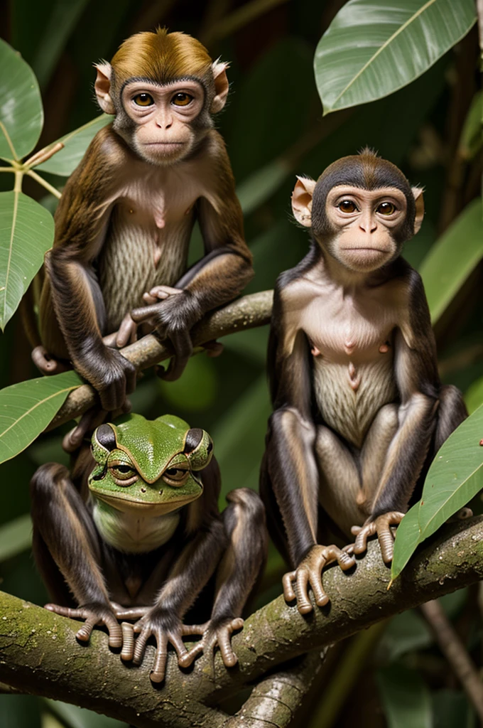 mischievous monkey and frog