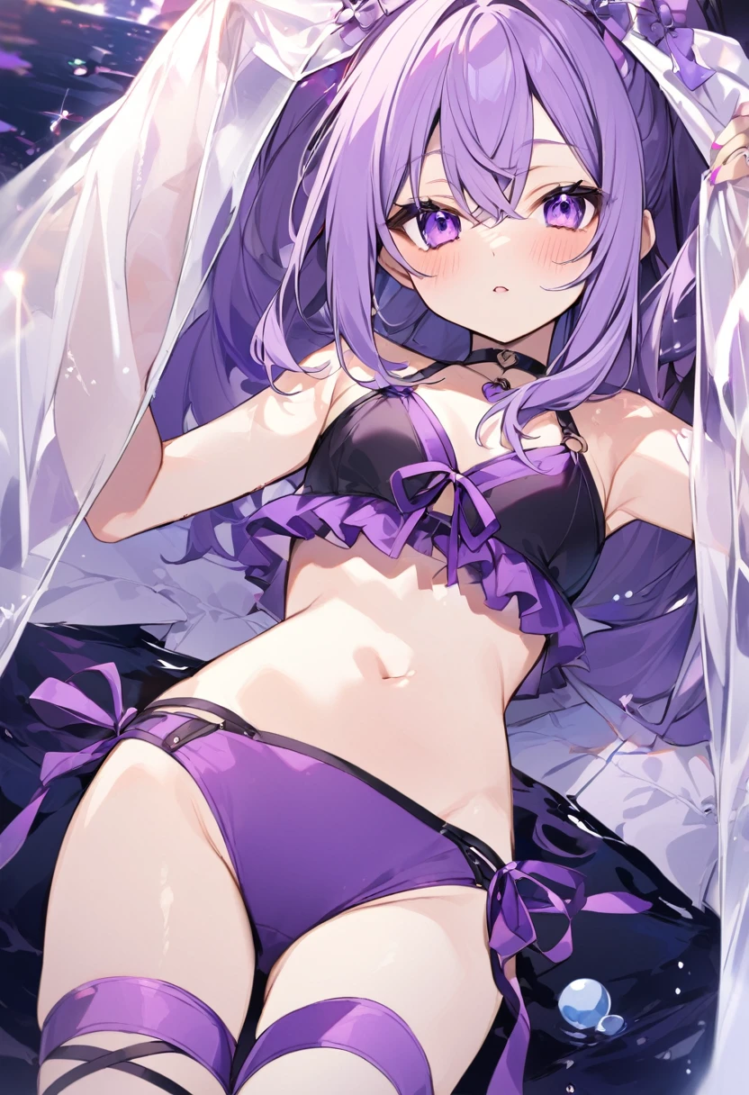 Keito。Purple Eyes。Purple Hair。Purple Swimsuit