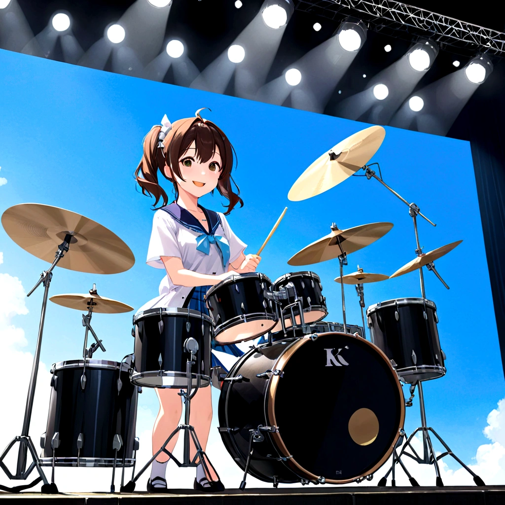 Kyoto Animation、smile、high school girl、drum、drummer、drummer、Big Stage、front