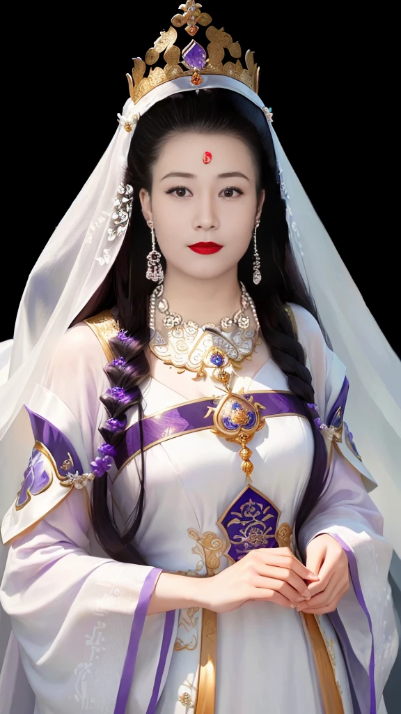 Wearing a dress,Wearing a purple crown,Arad women wearing white veils, Queen of the Sea Mu Yanling, Inspired by Huang Ji, Inspired by Zhang Zeduan, Chinese Queen, Inspired by Qiu Ying, A young woman plays, Inspired by Lv Ji, Chinese Princess, Inspired by Guillaume, Inspired by Guo Xi