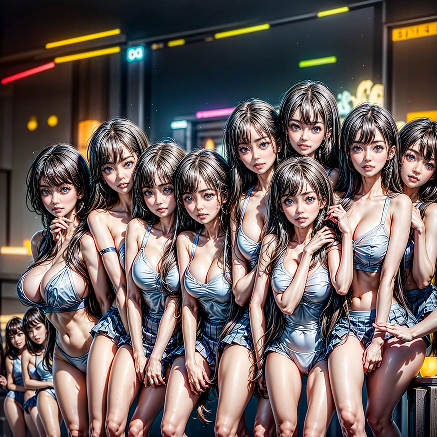 ((ExtremelyDetailed (PUNIPUNI KAWAII 12 Girls in a row:1.37) Shibuya Hachiko-mae scramble crossing)), (masterpiece 8K TopQuality:1.2) (ProfessionalPhoto:1.37), {(Standing Full Body:1.2)|Dancing}, Different types of hair colors, {((White skinny school swimwear))|(SchoolUniform)|Tutu}, {Corrected BabyLike hand|Hiddenhand}, (Joyful Expressions LifeLike Rendering), PerfectLighting (RainbowColor particles:1.2)(Dazzling Blurred ColorfulLights) MotionBlur BREAK (Acutance:0.8) Impeccable Radiant PearlSkin with Transparency . (Exposed:-0.6)(no extra arm, no extra hand)