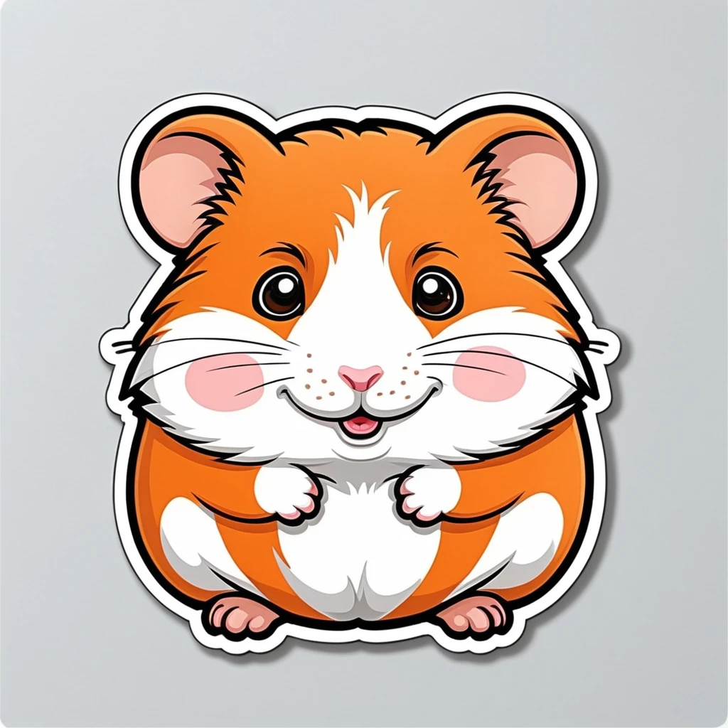 Fabric Sticker Design for clothes, cartoon hamster, hamster clothing sticker, only face, orange color, high definition, high detail, cartoon style