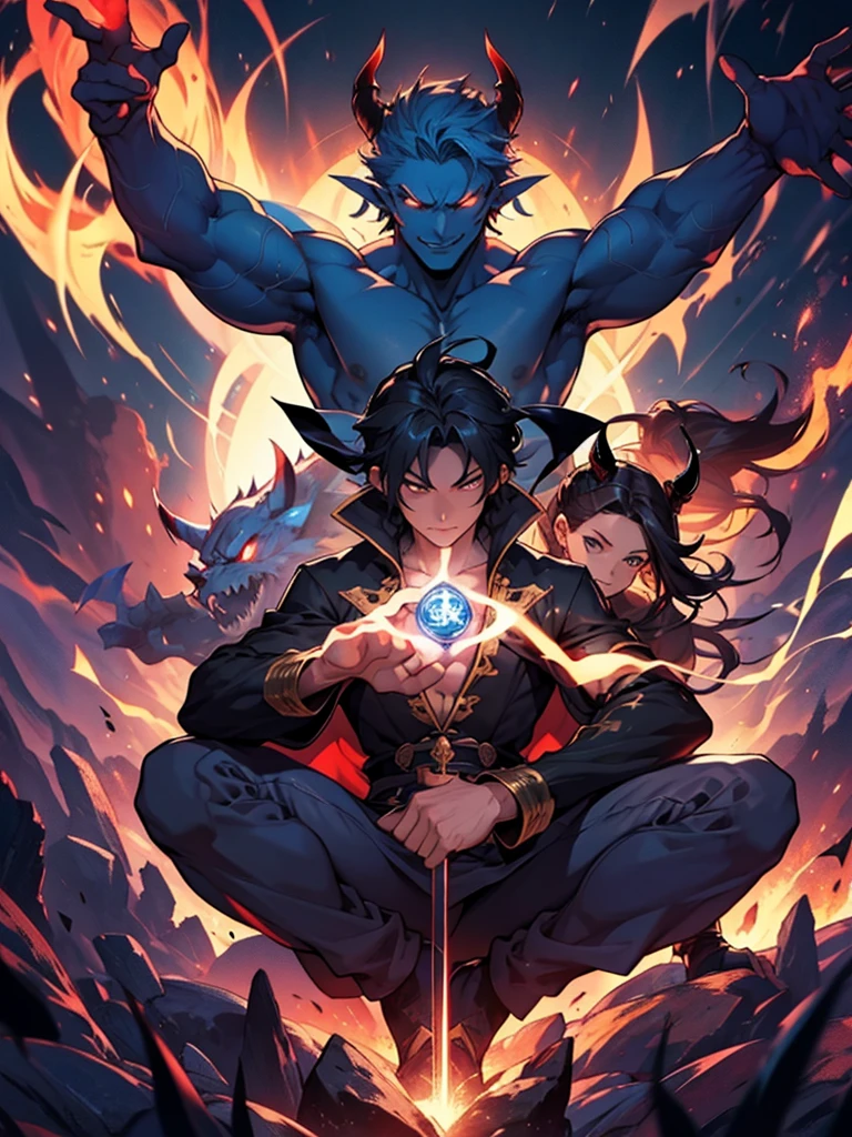 Dark Genie、devil、Overflowing Dark Magic、Body morphology、That's horrible、Black Background、disaster々Dark Space、Dark Vortex、Single、Monster