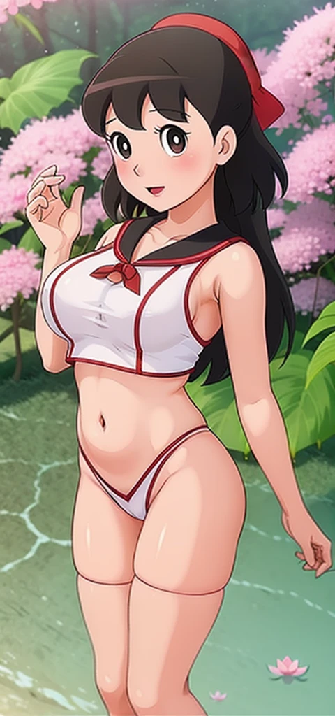 1female,,MILF,plumw,extremely large bosom, solo,(Background with:ponds,Cherry blossom forest,lotus flower)Lie underwater, She has long hair,seen from the front,, mostly cloudy sky,(((tmasterpiece),(Very detailed CG unity 8K wallpaper),best qualtiy,cinmatic lighting,detailed back ground,beatiful detailed eyes,Bright pupils,Black eyes,Snow-whiteskin,Redlip(Very fine and beautiful),(Beautiful and detailed eye description),ultra - detailed,tmasterpiece,))facing at camera,A high resolution,ultra - detailed),revealing breasts,just genitalia, Bulge,legs are open,Raised sexy,Camel toes,Desire for dissatisfaction,frontage,a sailor suit,Captain America uniform,just ,white stockings)
