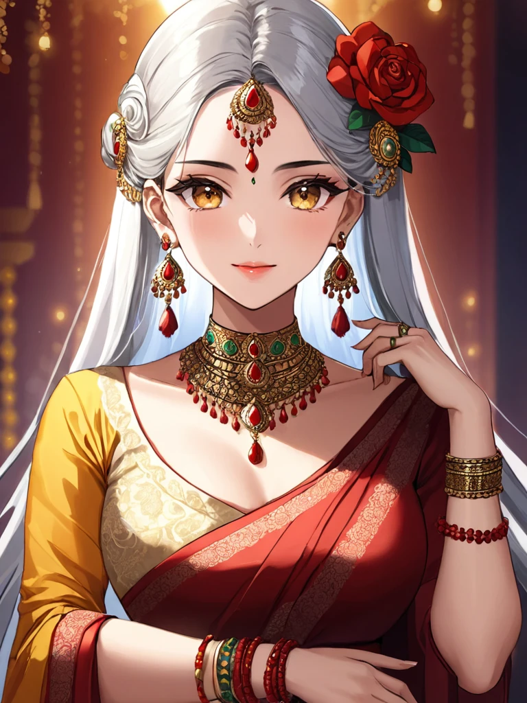 Universal Hot and beautiful indian woman,early 20, Indian big diva jhumka earrings ,big chest,makeup, foundation,bright golden eyes , silver hair, perfect face,Beautiful ,sexy, charming,red gloss lipstick ,long straight hair,eyeliner, eye massacre , perfect ear piercing , necklaces ,eye shading, shadow , bracelet,black eyebrow, dimple ,aura, lonely eyes,perfect nose,sharp face,hunter eyes, cinematic, breathtaking face, jawline,mother of beauty , glowing face, feminine hands ,jewellery ,dominanated personality,sexy smiling, one mole , energetic ,beauty , elegant, mighty,sharp eyes,kanzashi hair pin, brooch , Indian ornament , treasure,locket, charm,indian traditional necklace , indian Traditional paithani saree, big tits,big black rose pin,bangles,indian heavy bridal jewellery , hair bridal chain, nath bridal chain,hand mehndi, half sleeve blouse ,hand tattoo ,waist bridal chains, rings ,padar