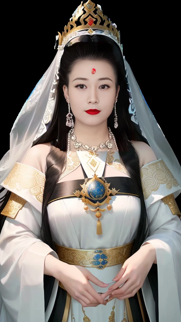 Wearing a black dress,Wearing a crown,Arad women wearing white veils, Queen of the Sea Mu Yanling, Inspired by Huang Ji, Inspired by Zhang Zeduan, Chinese Queen, Inspired by Qiu Ying, A young woman plays, Inspired by Lv Ji, Chinese Princess, Inspired by Guillaume, Inspired by Guo Xi