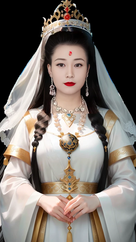Wearing a black dress,Wearing a crown,Arad women wearing white veils, Queen of the Sea Mu Yanling, Inspired by Huang Ji, Inspired by Zhang Zeduan, Chinese Queen, Inspired by Qiu Ying, A young woman plays, Inspired by Lv Ji, Chinese Princess, Inspired by Guillaume, Inspired by Guo Xi