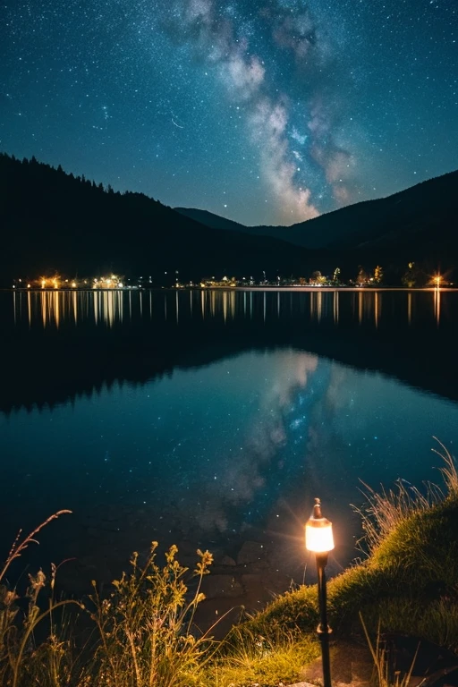 Night Sky、lake、Starry Sky