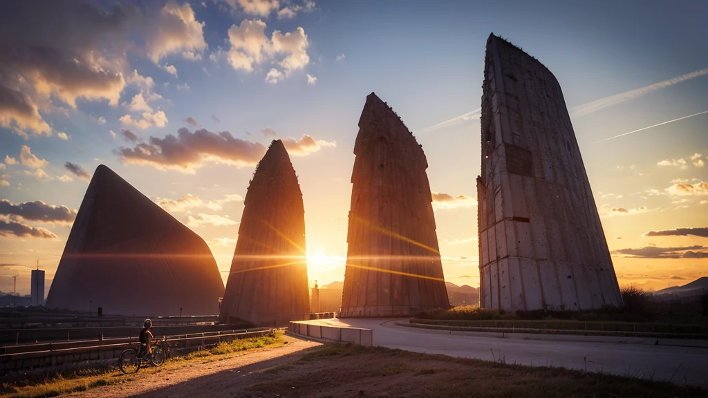 Le bord droit d'une autoroute s'étendant à perte de vue, le tout dominer par un panorama montagneux gigantesque.
Le soleil s'écraser sur l'horizon, une boule de lumière devenu gigantesque projetant les ombres si loin qu'on pouvait prédire les prochains obstacles avec 500m d'avance. La vision du plan est énorme s'étendant sur tout le périple annoncer ont peut voires deux grandes montagnes dans l'horizon en forme de crochet coller l'une à l'autre. Le tout baigne dans des nuances de couleurs oranges et Jaunes ne laissant qu'une silhouette masculine au centre du cadre assombrie de dos par les lourds rayons du soleil.