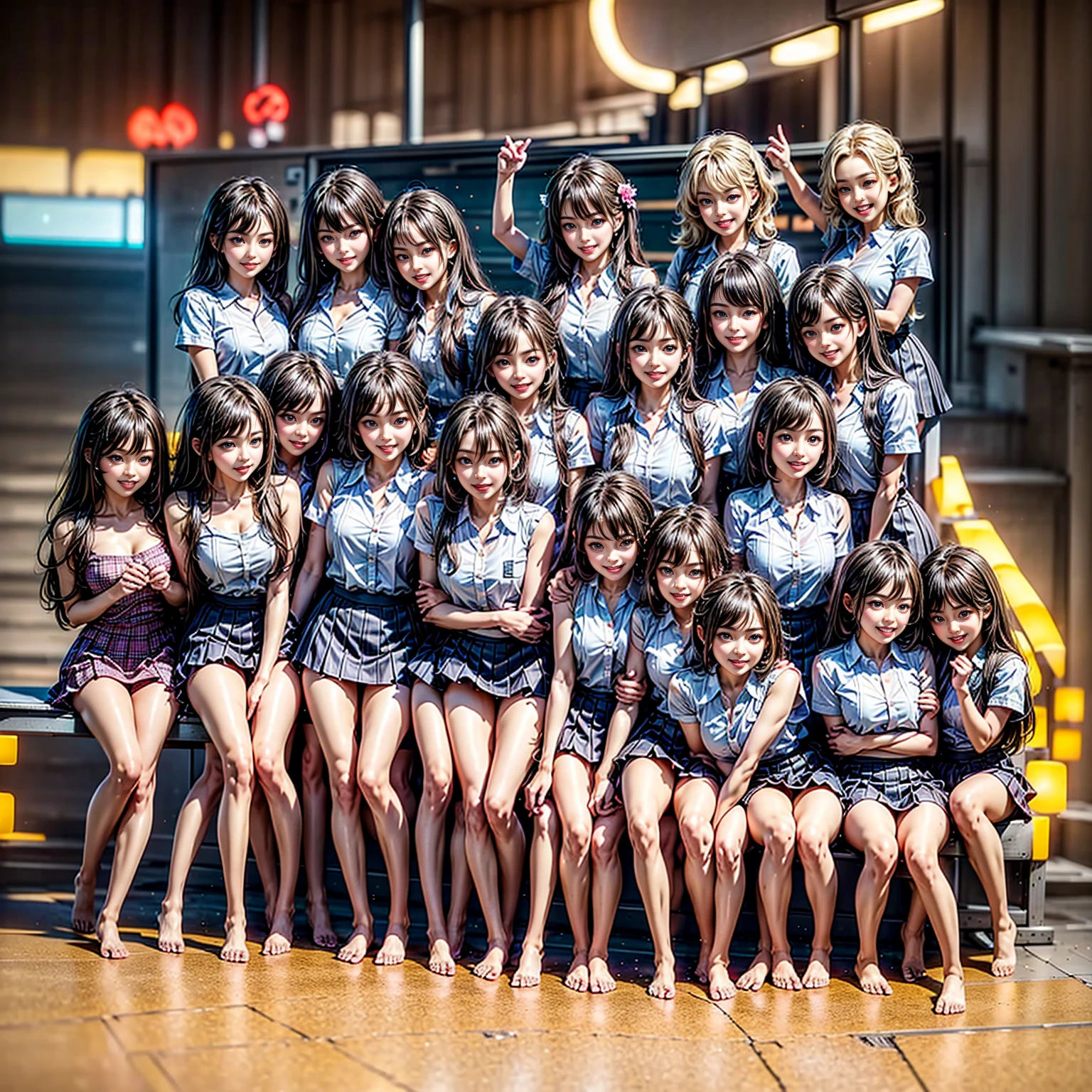 ((ExtremelyDetailed (PUNIPUNI KAWAII 12 Girls in a row:1.37) Shibuya scramble crossing)), (masterpiece 8K TopQuality:1.2) (ProfessionalPhoto:1.37), {Dancing(FullBody)|((ZoomedOut))}, Different types of hair colors, {((White skinny Athletic wear))|(SchoolUniform)|Tutu}, {(Hidden Hand)|(Corrected BabyLike hand)}, (Joyful Expressions LifeLike Rendering), PerfectLighting (RainbowColor particles:1.2)(Dazzling Blurred ColorfulLights) MotionBlur BREAK (Acutance:0.8) Impeccable Radiant PearlSkin with Transparency . (((no extra limbs)))(Exposed:-0.5)
