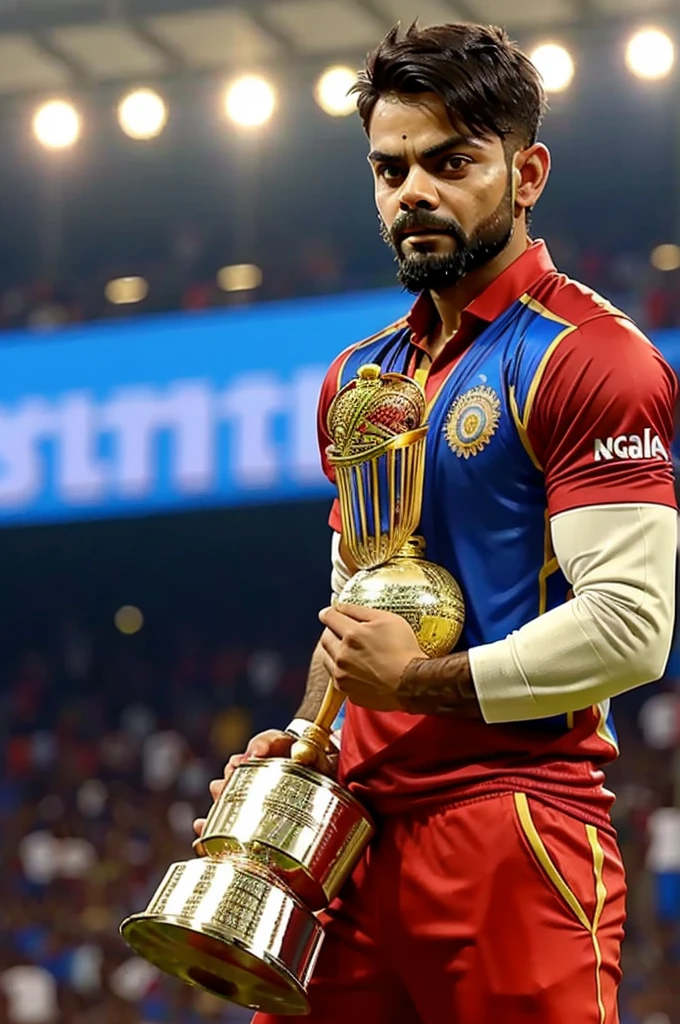 Virat kohli lifting ipl trophy 