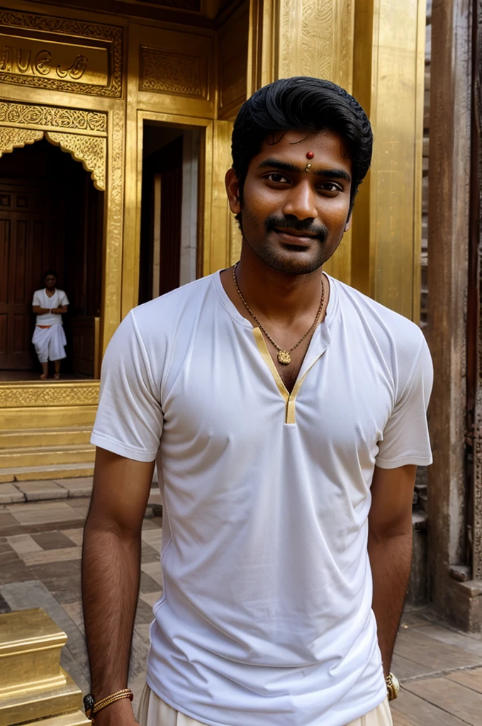 Indian guy in celebration in temple