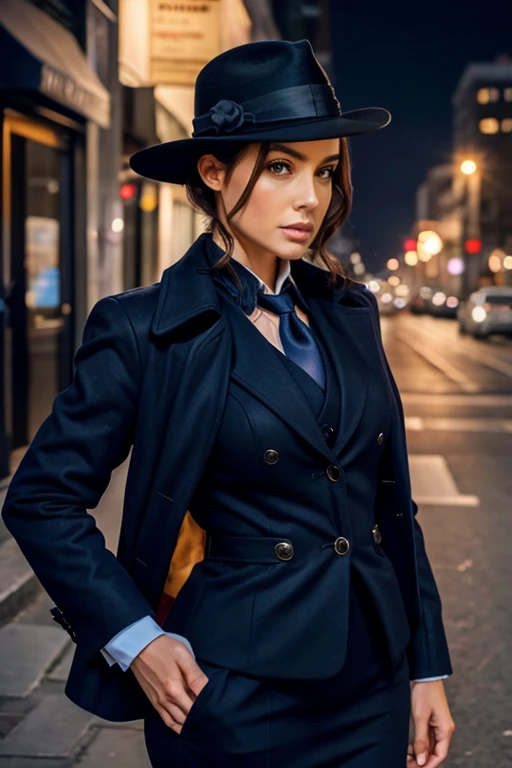A detective lady looking seriously