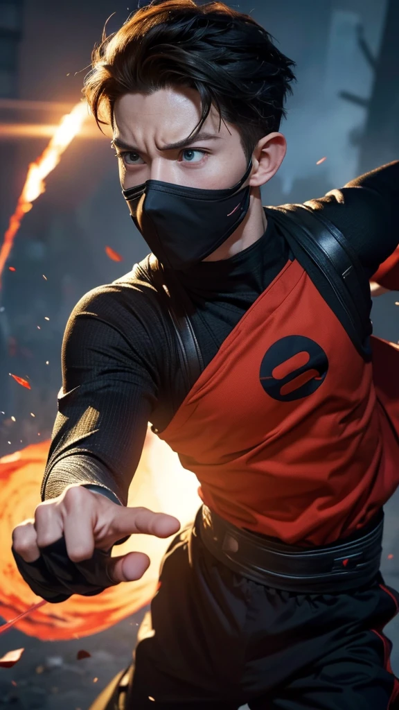 Tom Holland as naruto in action, 1boy, extremely detailed face and eyes, detailed clothing, hyperrealistic, 8k, (best quality,4k,8k,highres,masterpiece:1.2),ultra-detailed,(realistic,photorealistic,photo-realistic:1.37),detailed background, dramatic lighting, digital art, cinematic composition, vibrant colors, dynamic pose, action scene, muscular body, ninja outfit, sharingan eyes, rasengan attack