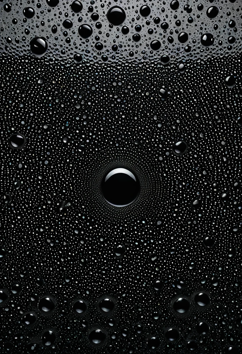 black flat square, 2 d-symmetrical, carbon fiber material, mirror-black surface, water droplets, perfectly smooth, perfectly polished surface, uniform, reflects light