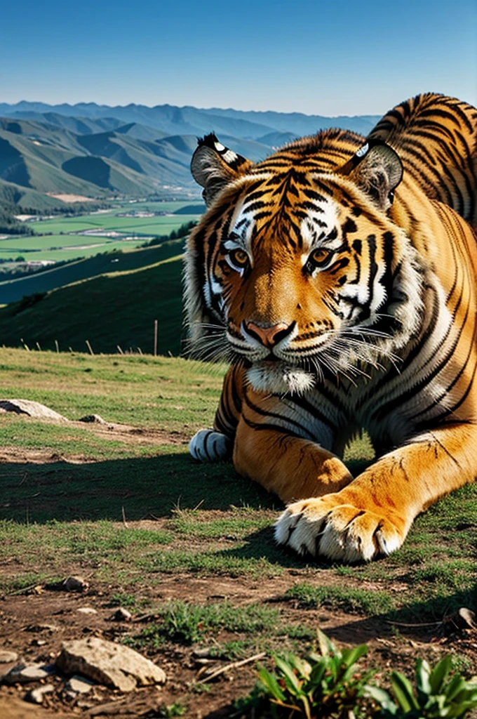 Tiger on top of hills