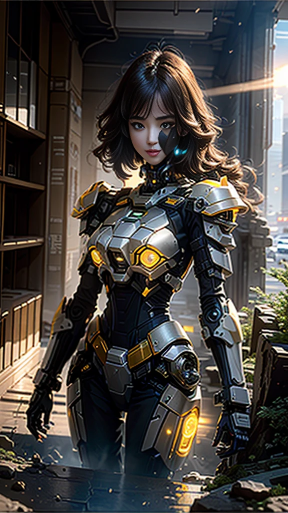 ((Best quality)), ((masterpiece)), (highly detailed:1.3), 3D,Shitu-mecha, beautiful cyberpunk women with her mecha in the ruins of city from a forgoten war, ancient technology,HDR (High Dynamic Range),Ray Tracing,NVIDIA RTX,Super-Resolution,Unreal 5,Subsurface scattering,PBR Texturing,Post-processing,Anisotropic Filtering,Depth-of-field,Maximum clarity and sharpness,Multi-layered textures,Albedo and Specular maps,Surface shading,Accurate simulation of light-material interaction,Perfect proportions,Octane Render,Two-tone lighting,Low ISO,White balance,Rule of thirds,Wide aperature,8K RAW,Efficient Sub-Pixel,sub-pixel convolution,luminescent particles,light scattering,Tyndall effect