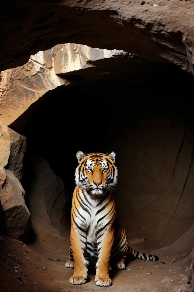 Tiger inside cave