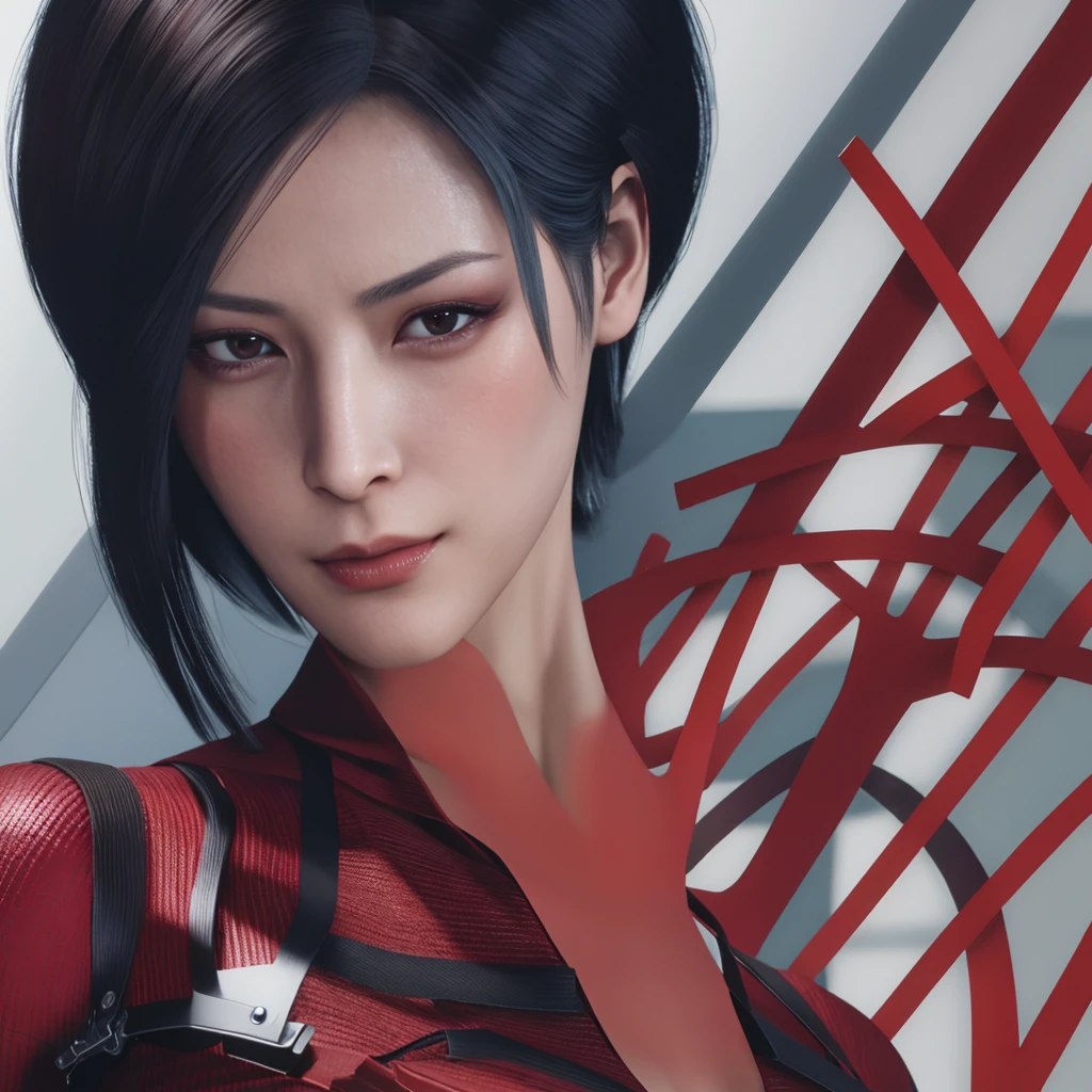 Ada Wong, beautiful face, detailed, bob hair, perfect Face, wearing red dress, black nail polish, friendly face, glare, shy.

Peter Parker, handsome face, detailed, brown hair, blue eyes, perfect face, wearing a black suit, friendly face, glare.