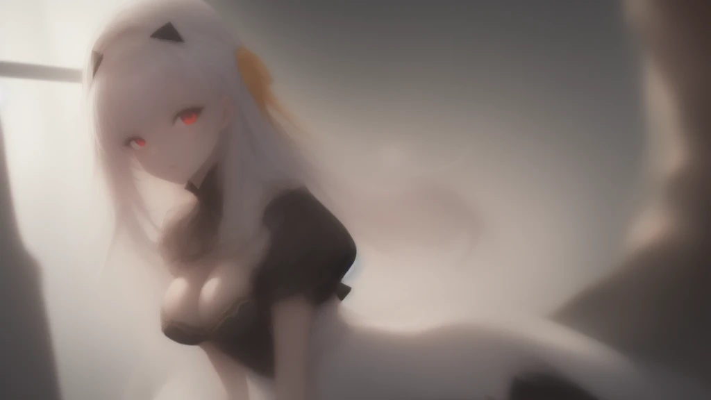 ((((Obra maestra, La mejor calidad, ultrahigh resolution)))), 1girl, standing, (cute maid costume), ((long pure silver hair and grey mesh hair, hair over eye)), long hair cut, pale skin, ((red eyes)), glowing_eyes, neon eyes, (ultra detailed eyes:0.7, beautiful and detailed face, detailed eyes:0.9), ((centered)), smile, ((wide shot)), facing viewer, ((vibrant background, bright lighting, summer, sunlight)), flat chested, looking at viewer, ((half closed eyes)), ((perfect hands)), (((head:1, arms, hips in view, elbows, arms, legs, in view))), ((hands behind back)), empty eyes, beautiful lighting, ((outside, outdoors)), defined subject, head tilt, (((gritty)), ((creepy)), ((cool)), ((beautiful)), (((SFW)))