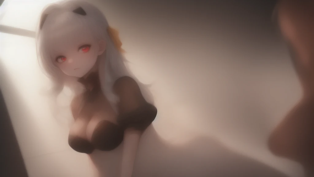 ((((Obra maestra, La mejor calidad, ultrahigh resolution)))), 1girl, standing, (cute maid costume), ((long pure silver hair and grey mesh hair, hair over eye)), long hair cut, pale skin, ((red eyes)), glowing_eyes, neon eyes, (ultra detailed eyes:0.7, beautiful and detailed face, detailed eyes:0.9), ((centered)), smile, ((wide shot)), facing viewer, ((vibrant background, bright lighting, summer, sunlight)), flat chested, looking at viewer, ((half closed eyes)), ((perfect hands)), (((head:1, arms, hips in view, elbows, arms, legs, in view))), ((hands behind back)), empty eyes, beautiful lighting, ((outside, outdoors)), defined subject, head tilt, (((gritty)), ((creepy)), ((cool)), ((beautiful)), (((SFW)))