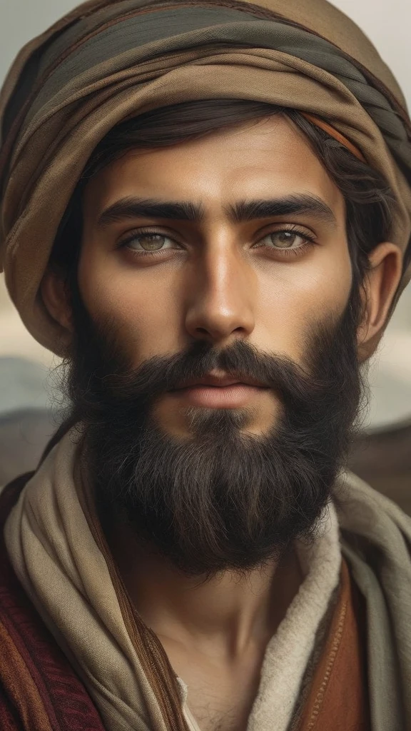 ultra-realistic 30-year-old incredibly handsome brutal men as sheikh, with bright eyes, looking in front of camera, hd portrait, photorealistic