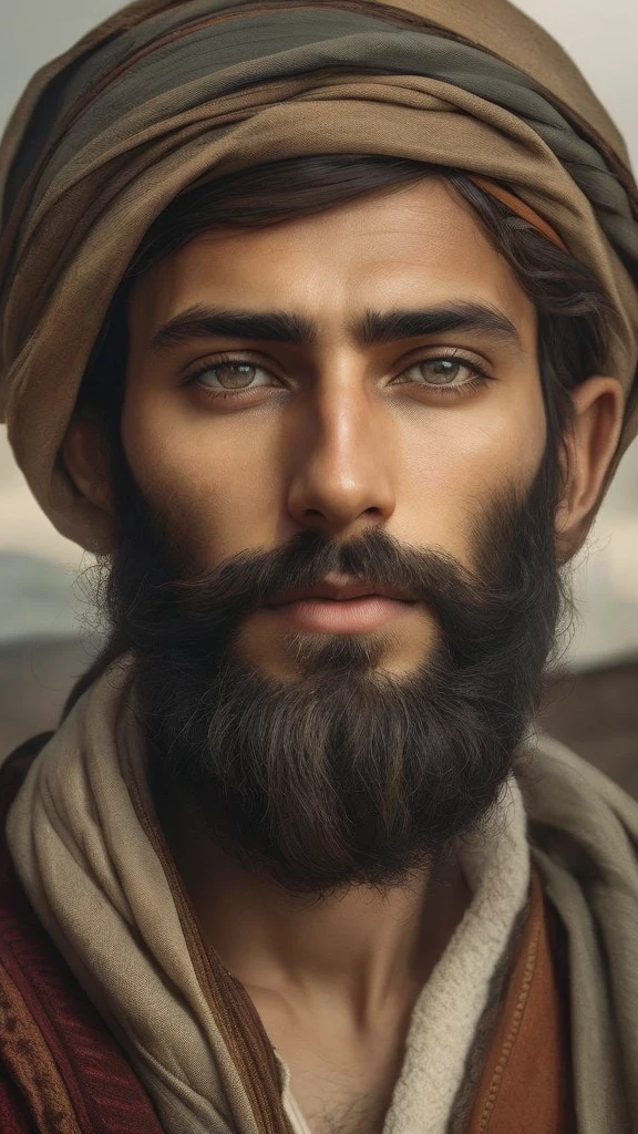 ultra-realistic 30-year-old incredibly handsome brutal men as sheikh, with bright eyes, looking in front of camera, hd portrait, photorealistic