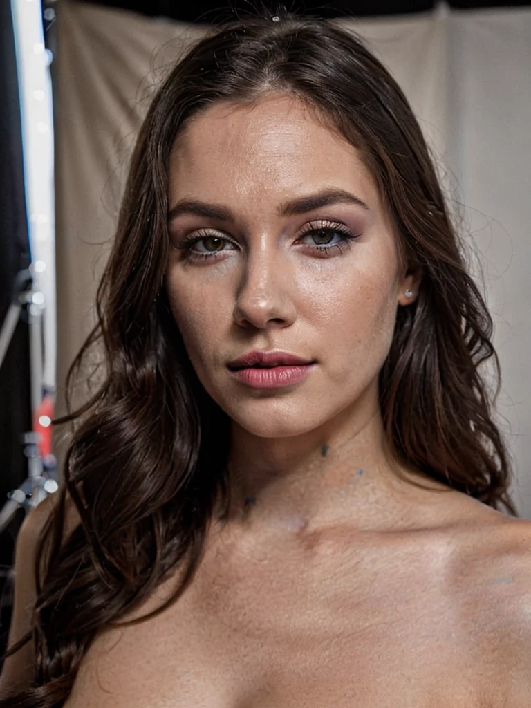 closeup portrait photo of beautiful 26 y.o woman, makeup, 8k uhd, high quality, dramatic, cinematic nue
