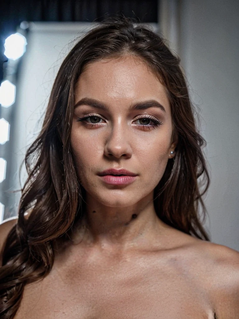 closeup portrait photo of beautiful 26 y.o woman, makeup, 8k uhd, high quality, dramatic, cinematic nue
