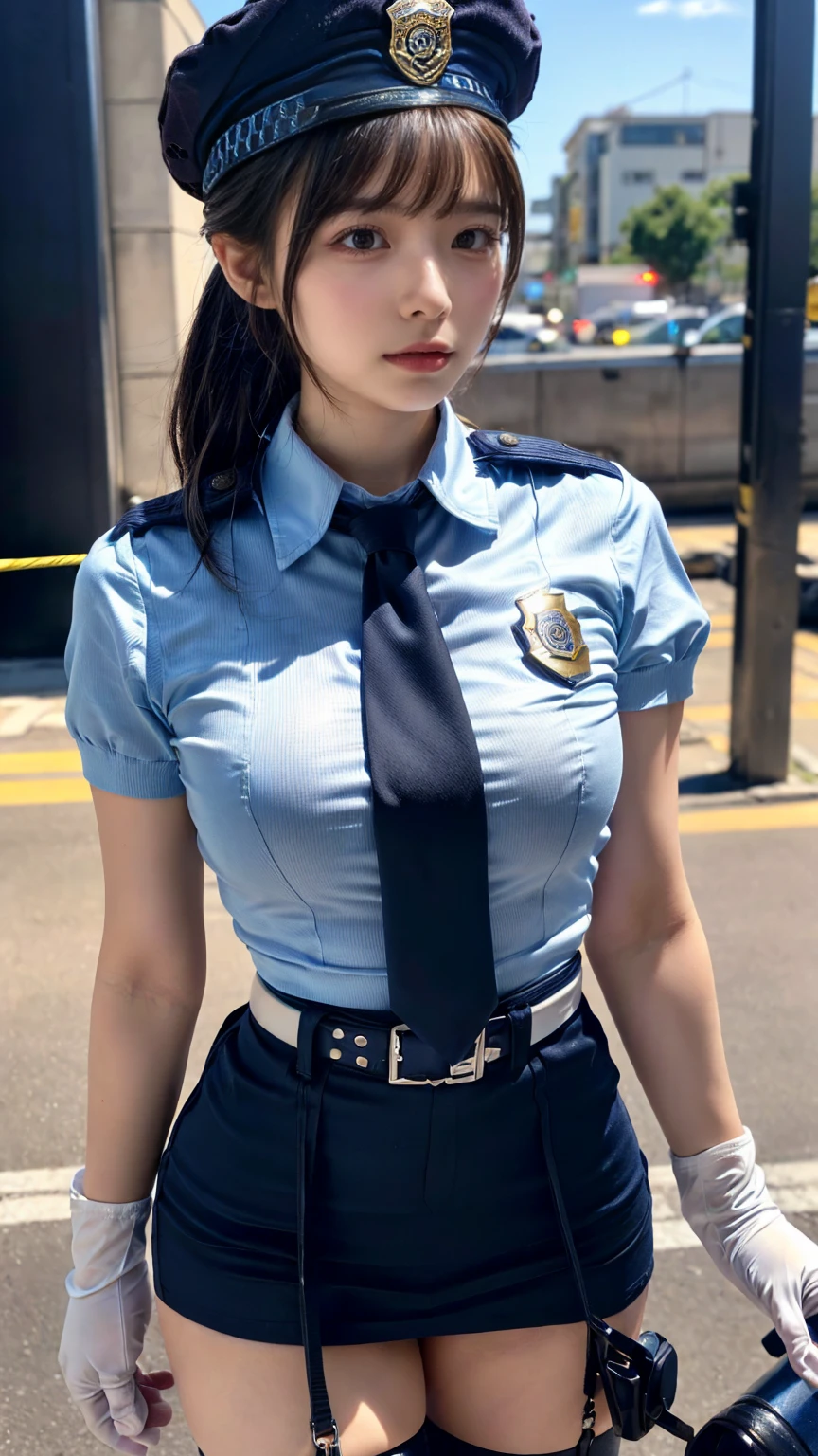 hightquality、​masterpiece、ultra res、a beauty girl、cute girl face、police officers、Wearing police officer clothes、full bodyesbian、Famous actresses of Japan、very beautiful face