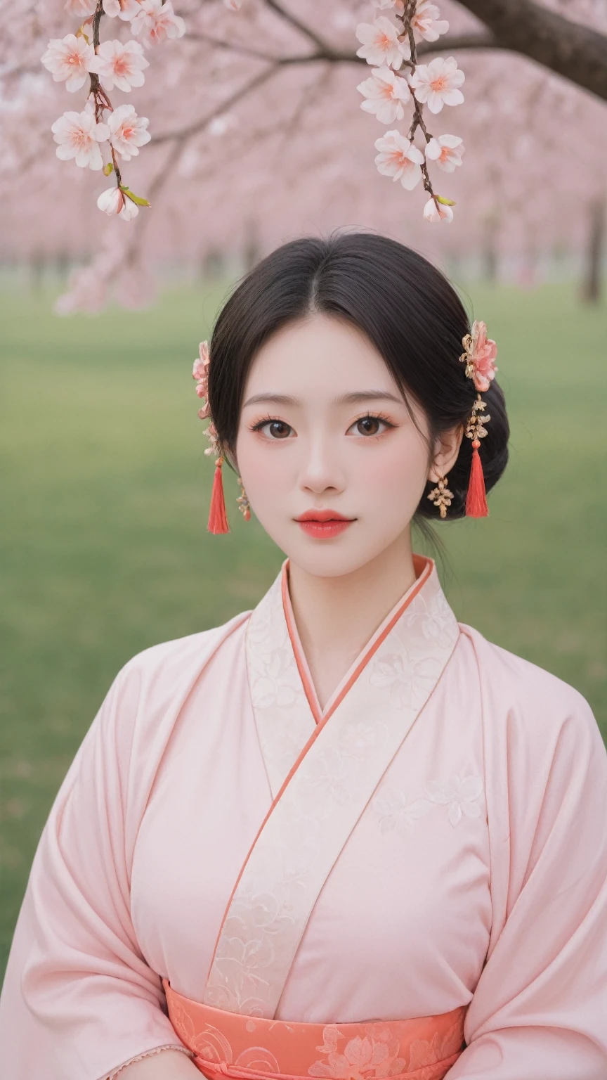 realistic,score_9, score_8_up, score_7_up, BREAK,
an exquisite CG scene unfolds under a peach blossom tree. Antique-style petals are falling gently, creating a serene and picturesque setting. The focus is on a girl with white hair, styled in a delicate and intricate manner, adorned with hair ornaments and hairpins that add to her regal appearance.
She is wearing a gorgeous costume, with heavy overlapping tops that highlight her elegant figure. The scene captures her absolutely beautiful and charming essence, with a focus on her upper body in a half-body shooting style.
The proportions are correct and perfect, with the ultra-clear 16k resolution enhancing the details of her attire and the surrounding environment. The peach blossoms and the antique-style elements come together to create a visually stunning and captivating image that transports the viewer to a world of beauty and fantasy.