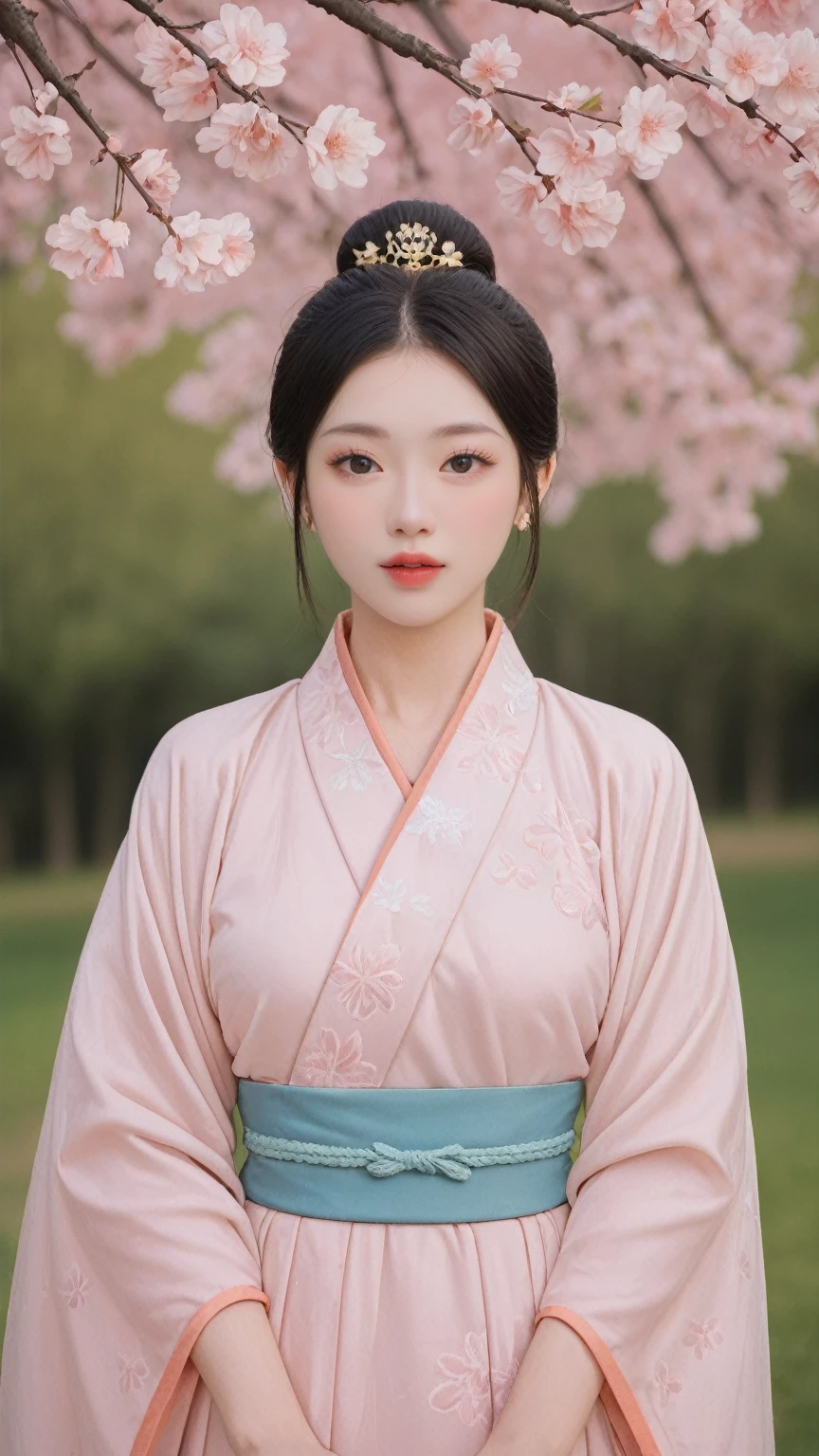 realistic,score_9, score_8_up, score_7_up, BREAK,
an exquisite CG scene unfolds under a peach blossom tree. Antique-style petals are falling gently, creating a serene and picturesque setting. The focus is on a girl with white hair, styled in a delicate and intricate manner, adorned with hair ornaments and hairpins that add to her regal appearance.
She is wearing a gorgeous costume, with heavy overlapping tops that highlight her elegant figure. The scene captures her absolutely beautiful and charming essence, with a focus on her upper body in a half-body shooting style.
The proportions are correct and perfect, with the ultra-clear 16k resolution enhancing the details of her attire and the surrounding environment. The peach blossoms and the antique-style elements come together to create a visually stunning and captivating image that transports the viewer to a world of beauty and fantasy.
