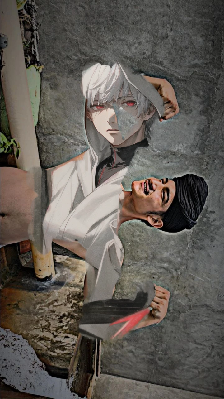 kk, best quality, more details, masterpiece, 1boy, kaneki ken, portrait, male focus, red eyes, solo, bangs, looking at viewer, hood, short hair, rain, tokyo tokyo \(city\),  hood up, nail polish, white hair, luxurious, 8k, detailed, ray tracing, depth of field, cinematic lighting,