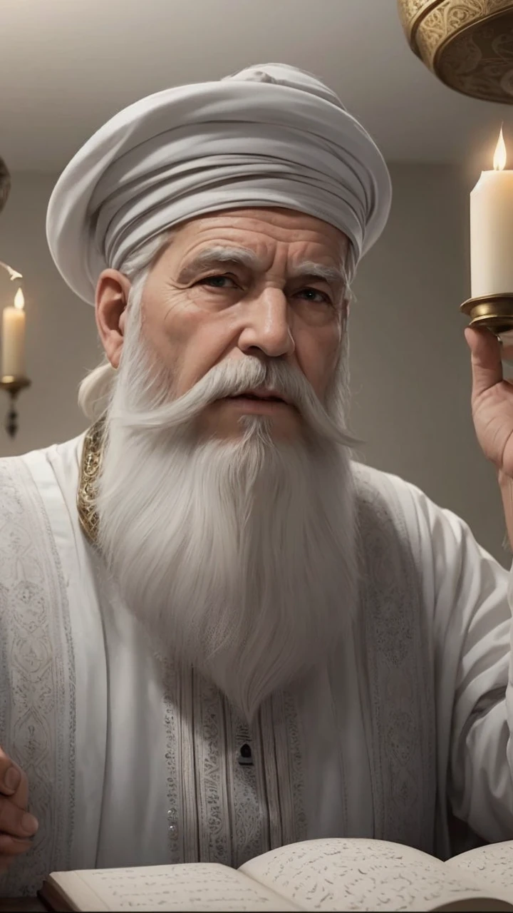 white moody aesthetic, wise old arab with a long white beard, intricate, sharp focus, fantasy, surreal 8k photo,