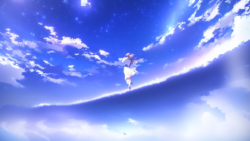 anime, A girl in a white dress floats in the water, Makoto Shinkai Cyril Rolland, anime girl walking on water, anime movie background, beautiful anime scene, today's featured anime still, anime film still, screenshot from the anime film, anime still film anime shikishi, star(null) starry_null