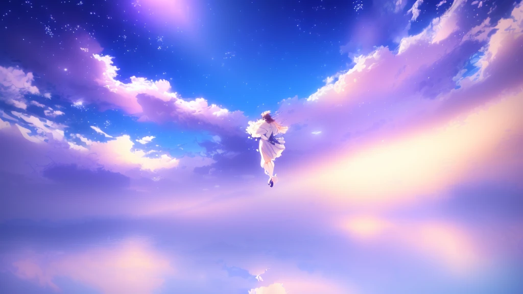 anime, A girl in a white dress floats in the water, Makoto Shinkai Cyril Rolland, anime girl walking on water, anime movie background, beautiful anime scene, today's featured anime still, anime film still, screenshot from the anime film, anime still film anime shikishi, star(null) starry_null