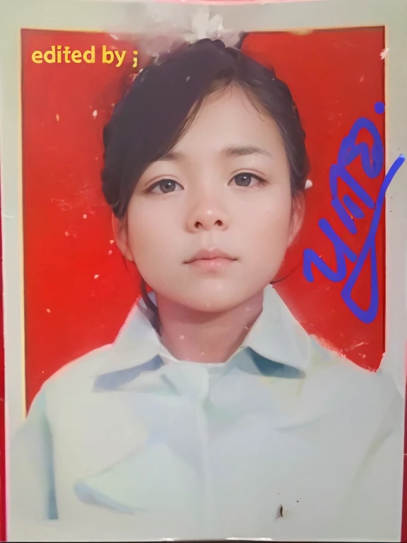 A girl use white shirt, real face